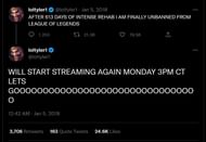 Tyler announces that he'll return to playing the game on stream (Image via Twitter)